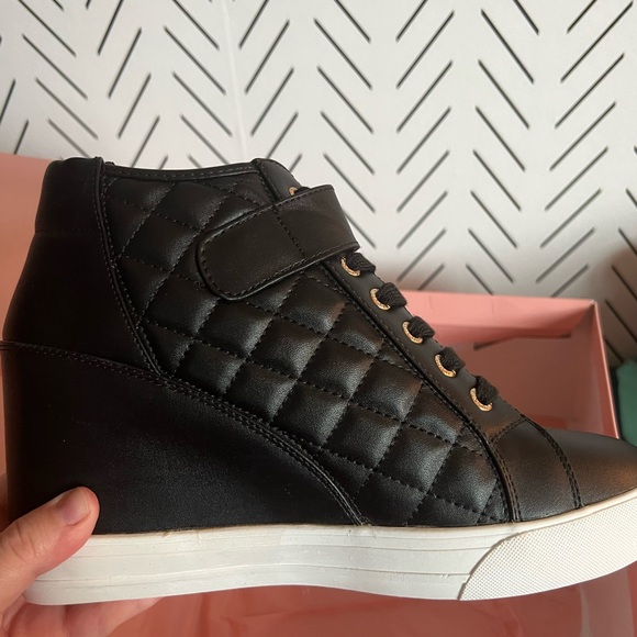Juicy Couture Black Quilted Wedge Sneakers - Picture 8 of 11